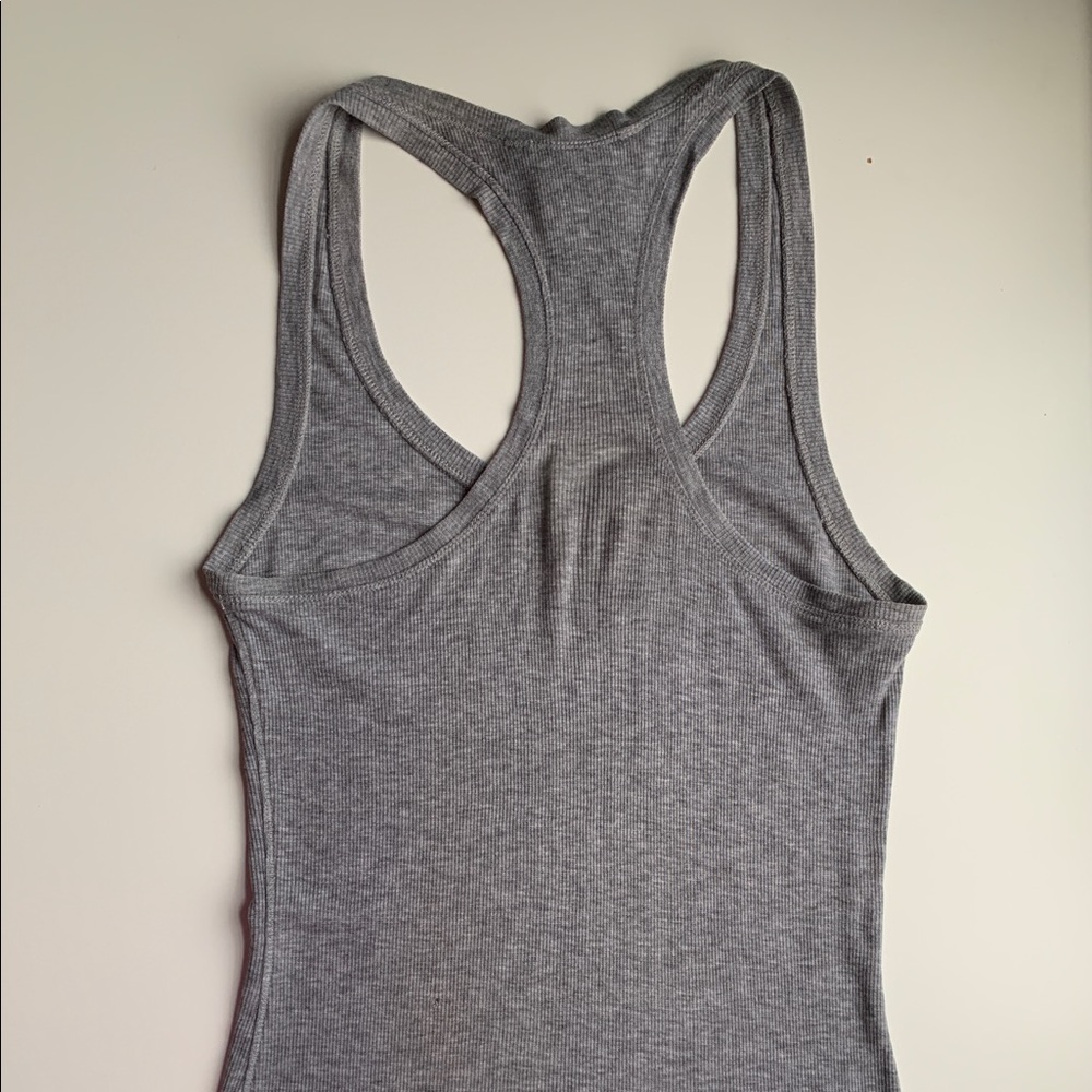 BCBGMaxAzria Gray Ribbed Racerback Tank Top - Picture 5 of 6